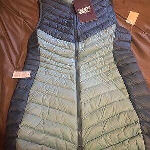 Lands' End Women's Two-Tone Blue Puffer Vest